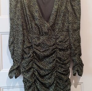 Elegant Long Sleeve Dress in Black and Gold